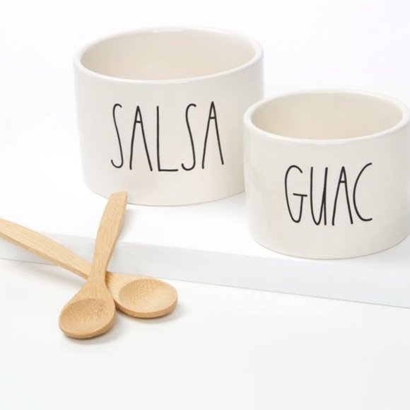 RAE DUNN Salsa/Guac Bowls with Wooden Spoons - Picture 12 of 12